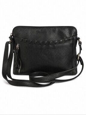 GREAT AMERICAN LEATHER WORKS Black Soft Pebble Leather Western Crossbody Bag